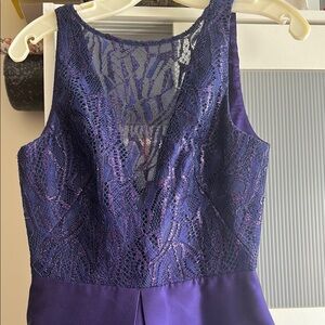 Monique Lhuillier Purple Lace Midi Dress